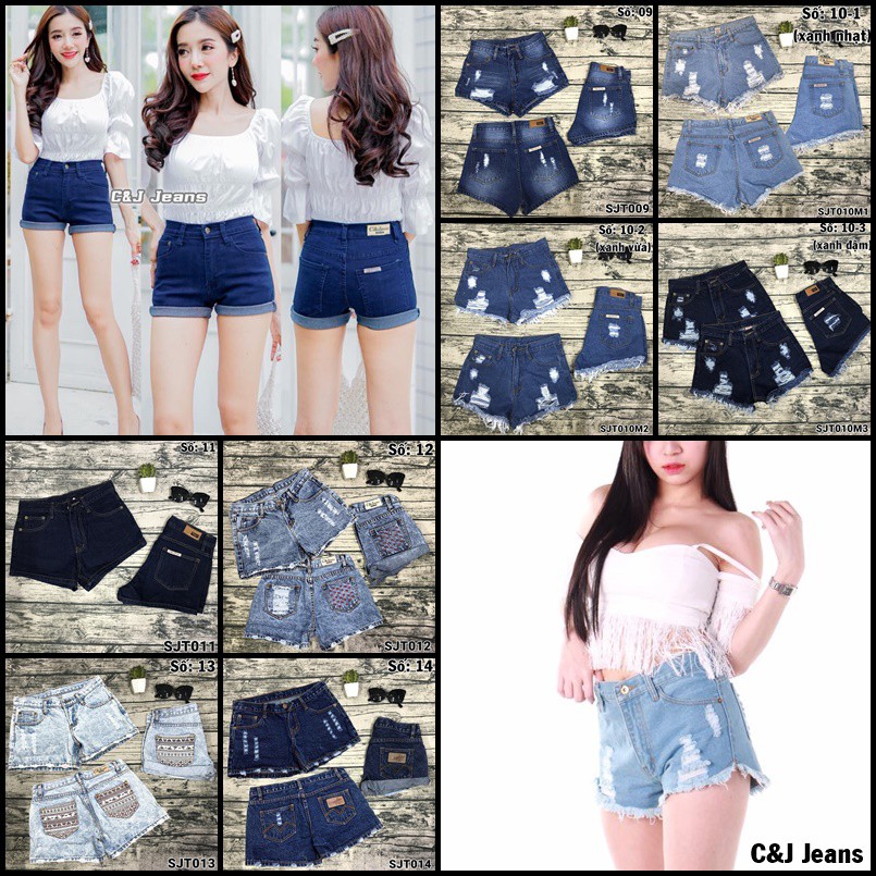 Quần short jean nữ C&J Jeans Thái Lan SJT009 - SJT014 | Shopee Việt Nam