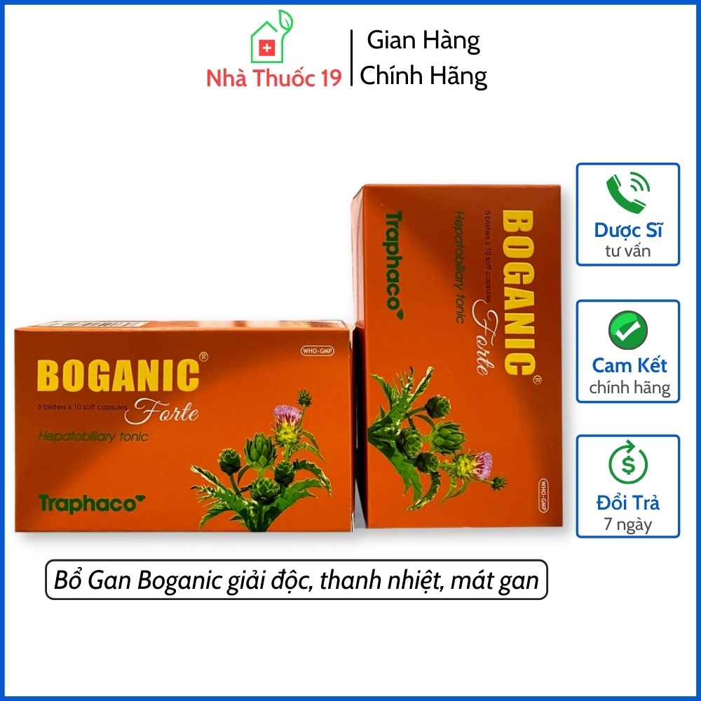 Bổ Gan Boganic Forte Traphaco Hộp 50 Viên Nang Mềm Chính Hãng Giúp Thanh Nhiệt Giải Độc Mát Gan Hạ Men Gan