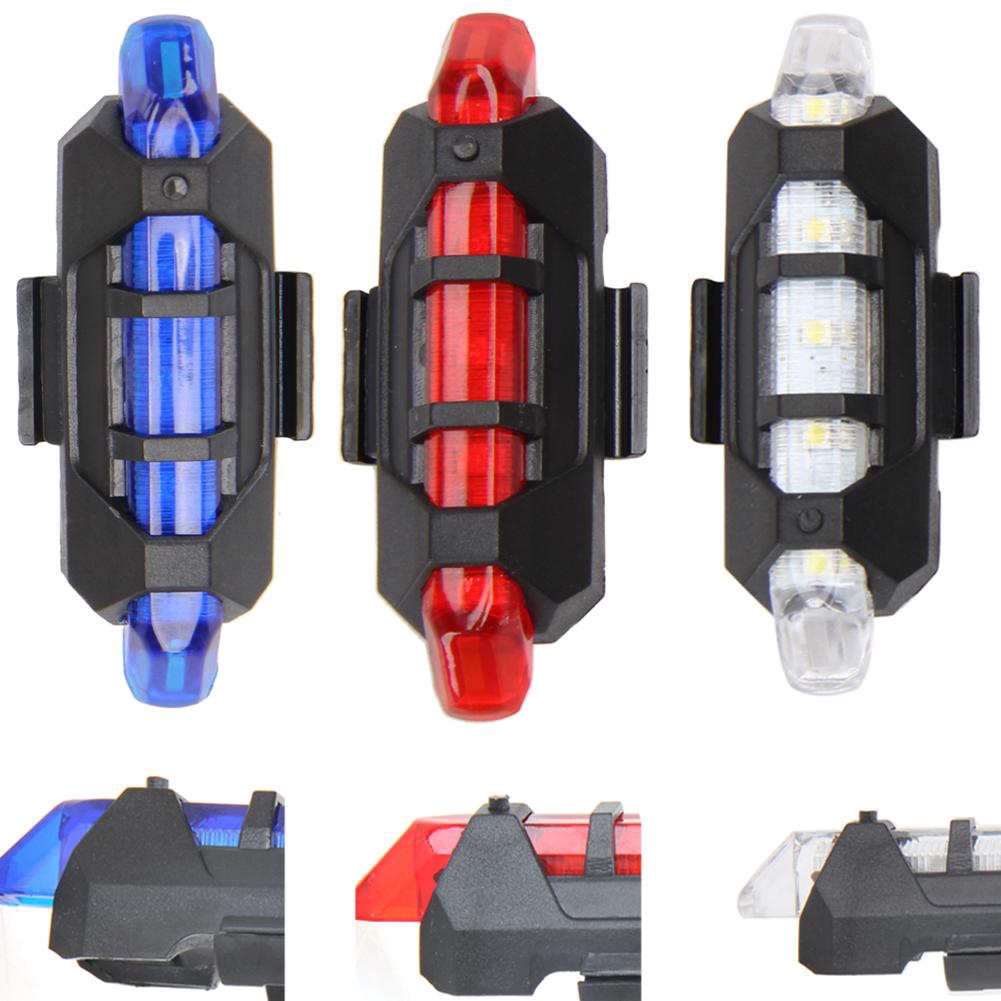 Rear 5 LED Bicycle Cycling Tail USB Rechargeable Red Warning Light Bike