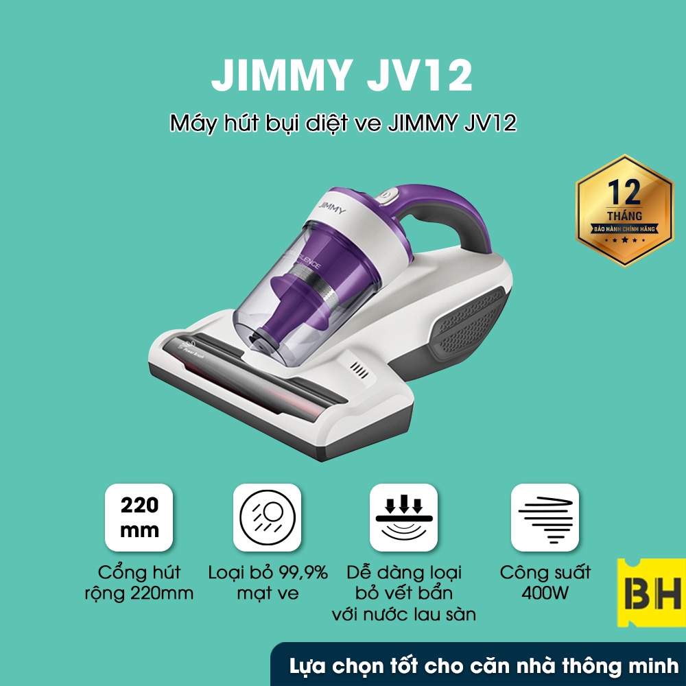 Máy hút bụi giường nệm diệt khuẩn UV JIMMY JV12 Anti-mite Vacuum Cleaner 10000Pa hút sâu 30 cm