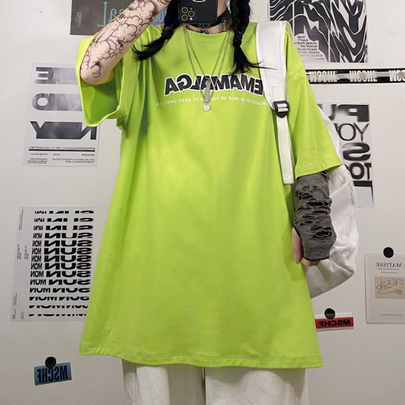 Áo Thun Unisex Tay Lỡ Oversize Nam Nữ In Dòng Chữ