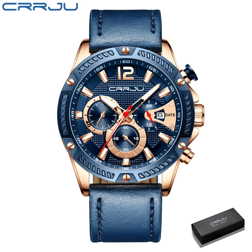 Đồng hồ Quartz Crrju 2283L dây đeo da chống thấm nước