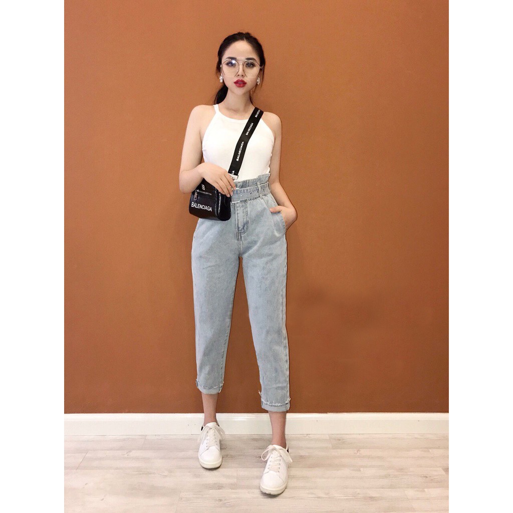 QUẦN JEANS NỮ LƯNG CAO CÓ THẮT LƯNG CAO CẤP B3085