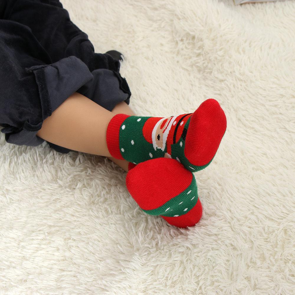 Bộ 5 Đôi Vớ Cotton Họa Tiết Người Tuyết Hoạt Hình Phong Cách Giáng Sinh