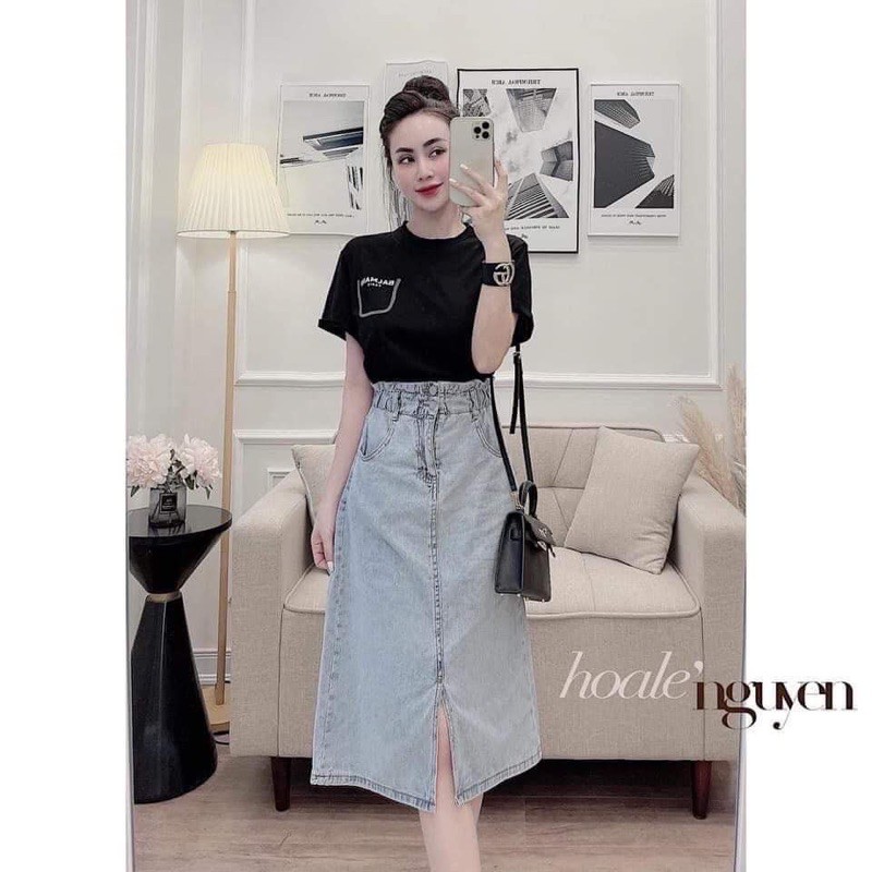 CHÂN VÁY BÒ CẠP CHUN HAI MÀU ĐEN XANH CHẤT ĐẸP LOẠI 1 | BigBuy360 - bigbuy360.vn