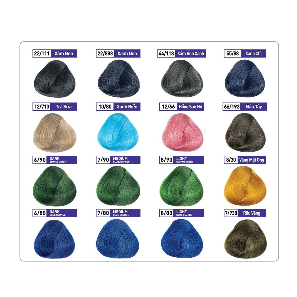 Màu nhuộm tóc Lavox thời trang  xám đen,xanh đen,xám ánh xanh, xanh chì,trà sữa