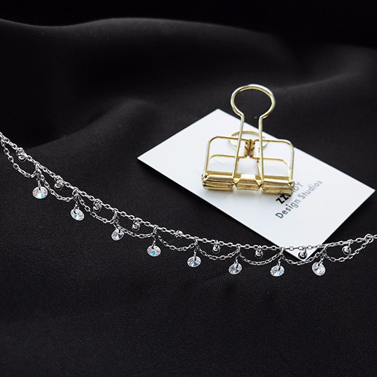 Vòng cổ Mạ Bạc 925 Đính Đá zircon Kiểu Dáng Đơn Giản Quyến Rũ Cho Nữ