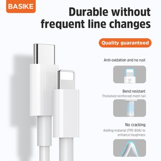 Cáp Sạc Nhanh 20W 1,2M BASIKE CT13 PD 5A Type-C Cho iP - Chính Hãng