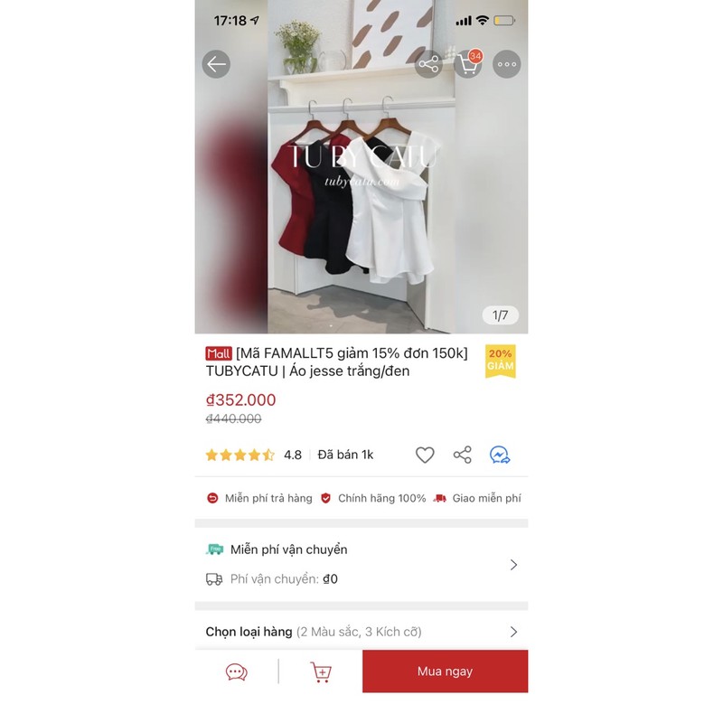 Thanh lý Áo JESSE TOP thương hiệu tubycatu mới 98%