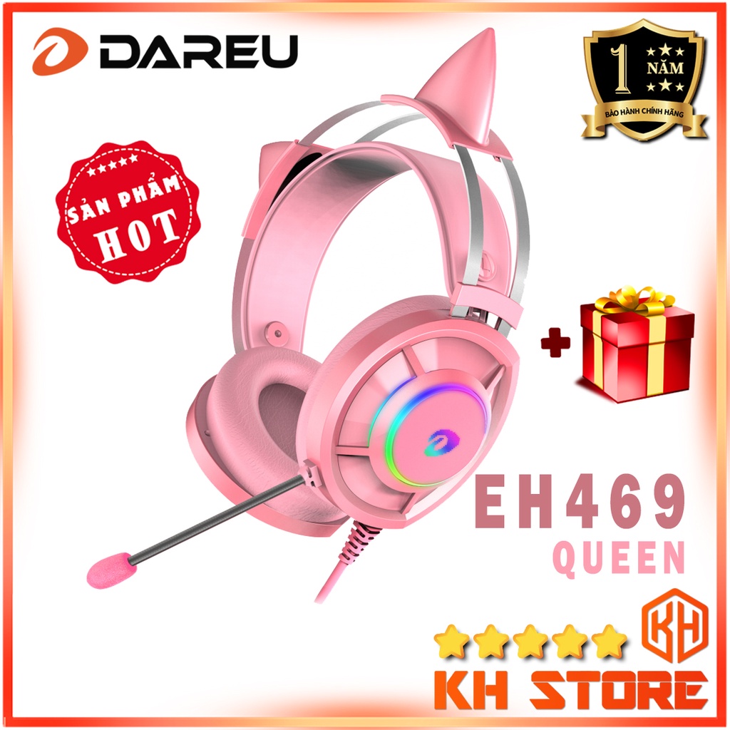 Tai nghe Gaming, chơi game có dây DAREU EH469 QUEEN RGB (Dùng được cho PC/Laptop)