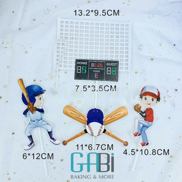 Set topper giấy chủ đề bóng chày