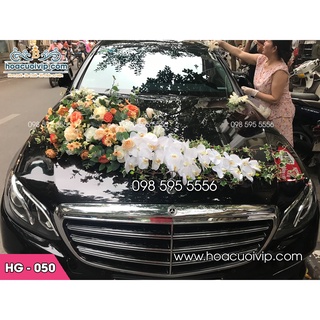 Hoa trang trí xe cưới bằng lụa tiện lợi, dùng nhiều lần, hg-050 - hoa đầu xe, tặng 8 nơ