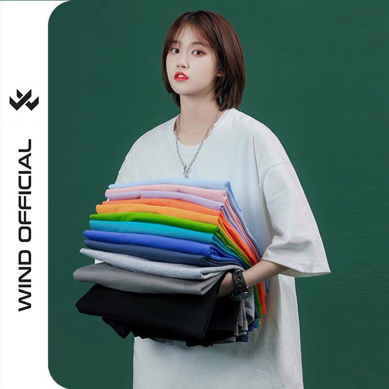 Áo thun tay lỡ unisex form rộng Basic Tea Nữ,phông nam nữ ulzzang Wind *