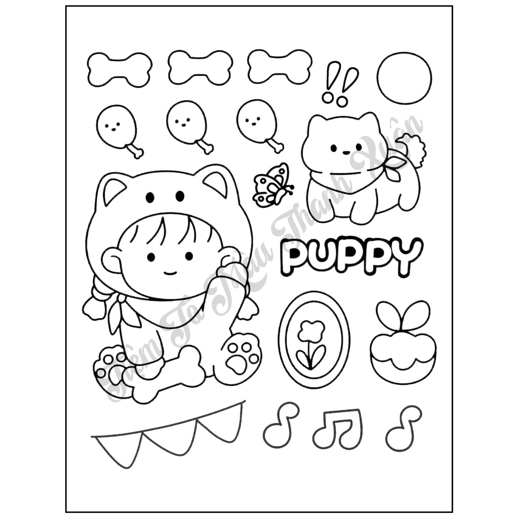 Set 50 Tờ Tranh Tô Màu Bé Gái Xinh Xắn Tô Màu Sáp, Màu Chì - Tiệm Tô Màu Thanh Xuân