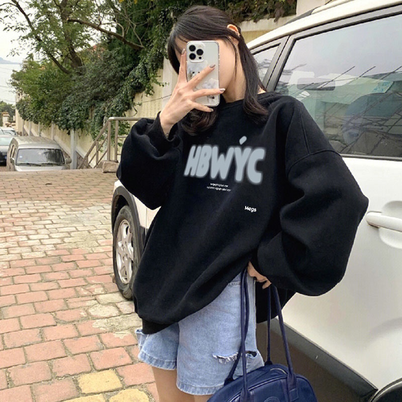 Áo NRVP tay dài oversize in họa tiết phong cách Hàn Quốc thời trang cho nam và nữ