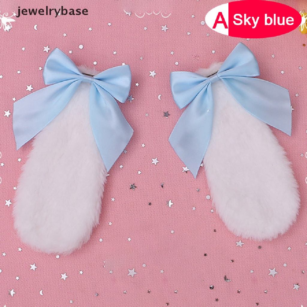 Kẹp tóc tai thỏ bông đính nơ kiểu lolita xinh xắn