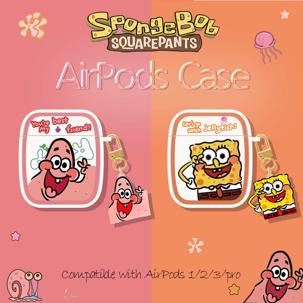 Vỏ Bảo Vệ Hộp Sạc Tai Nghe Airpods 3 Pro 2 Họa Tiết SpongeBob Phong Cách Mới 2021 Ốp