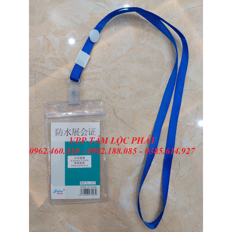 SỈ 50 BỘ THẺ ĐEO NHÂN VIÊN 107  + dây đeo thẻ lụa móc nhựa