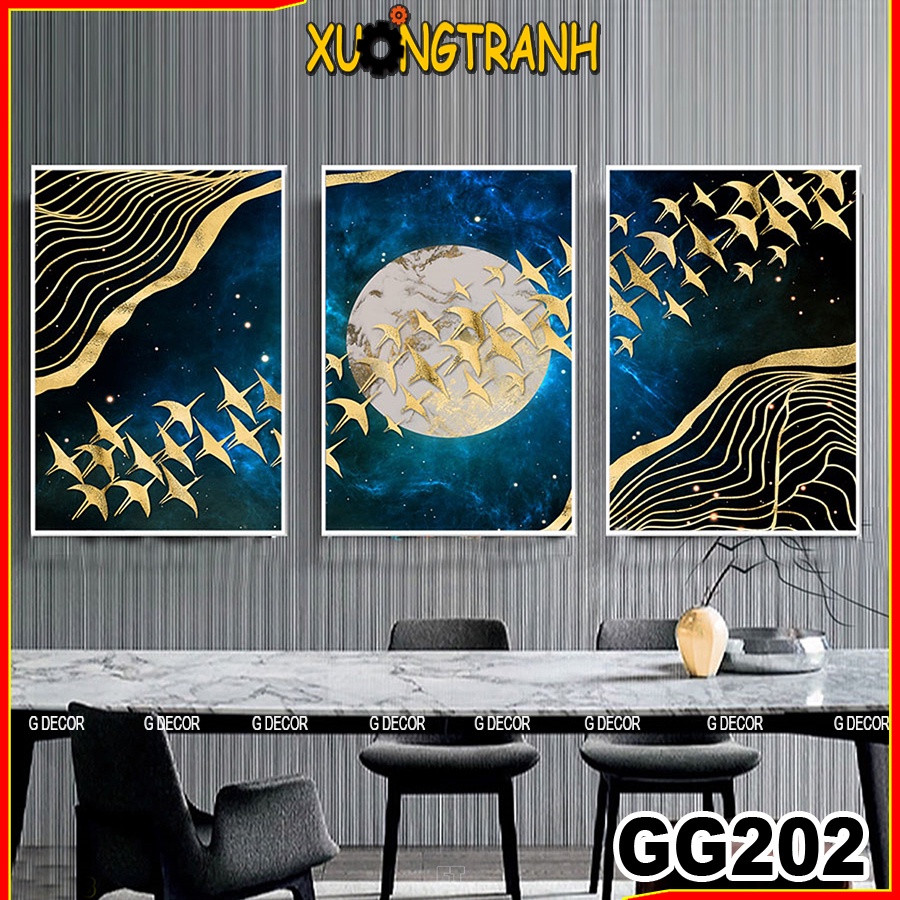 Tranh treo tường canvas 3 bức phong cách Bắc Âu 202, tranh cảnh biển trang trí phòng khách, phòng ngủ, phòng ăn,spa