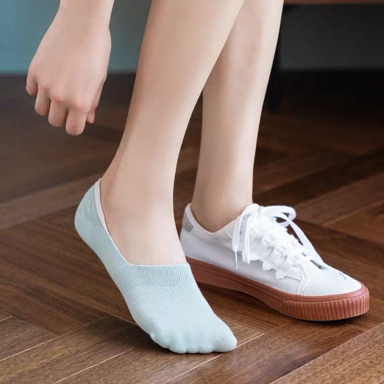 Tất cổ ngắn vớ lười nữ loại thấm hút mồ hôi chống tuột gót cho giày lười