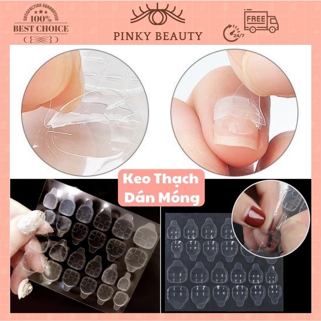 Miếng Keo Dán Móng Hai Mặt Bộ 24 Miếng Keo Silicon Dạng Thạch Trong Suốt Dán Móng Giả - Pinky Beauty