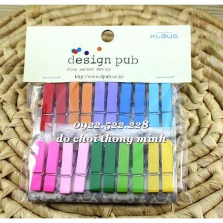 Set 20 kẹp gỗ màu size 3.5cm