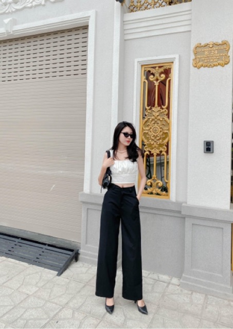 Quần ống rộng Basic Pants LUCETFASHION, quần tây nữ