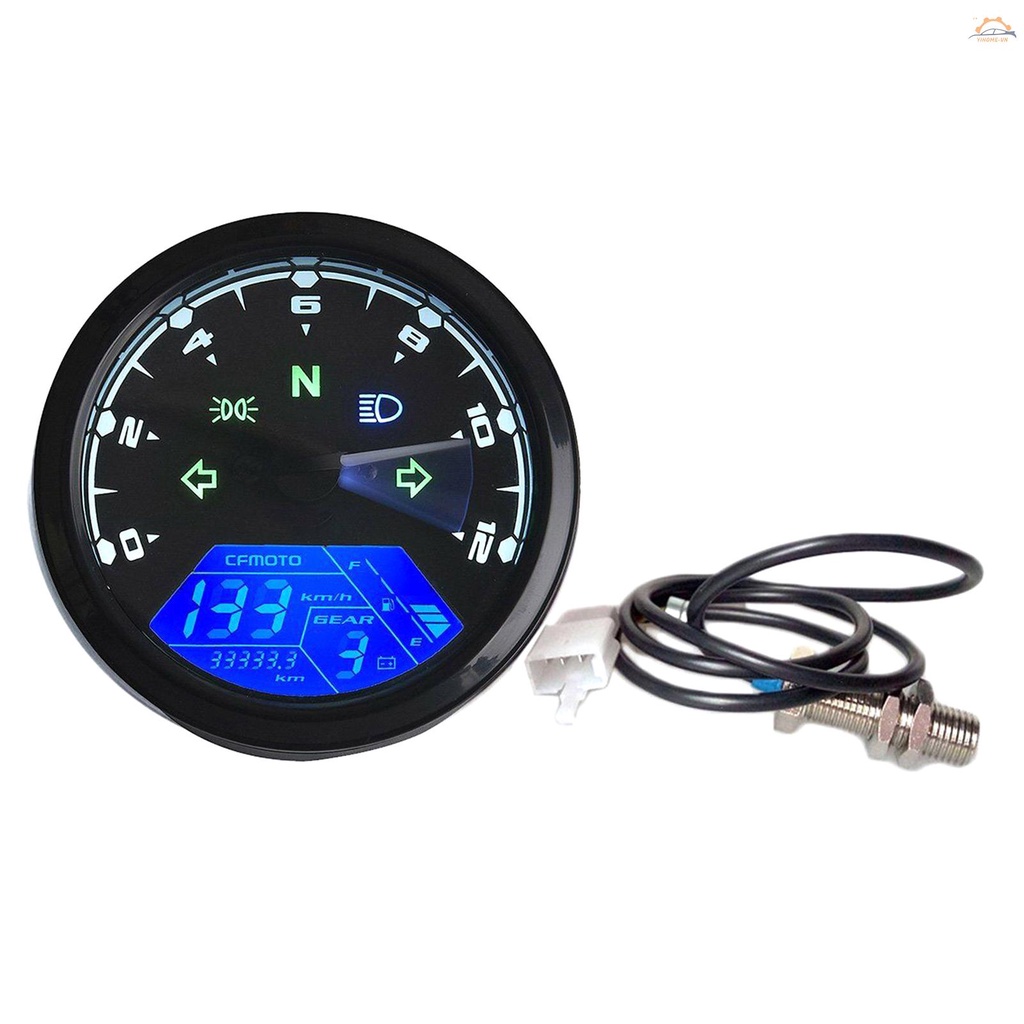 Đồng hồ đo tốc độ kỹ thuật số màn hình LCD 12000RPM 6 bánh răng 199km/h cho xe máy 2,4 xi lanh