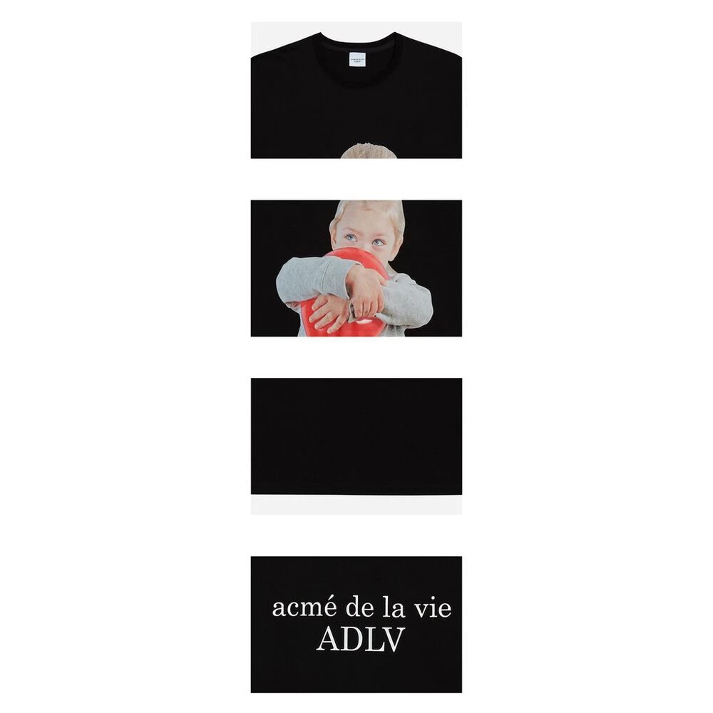 Áo thun ngắn tay cổ tròn ADLV nam nữ Baby Face Black Balloon Đen ADLV