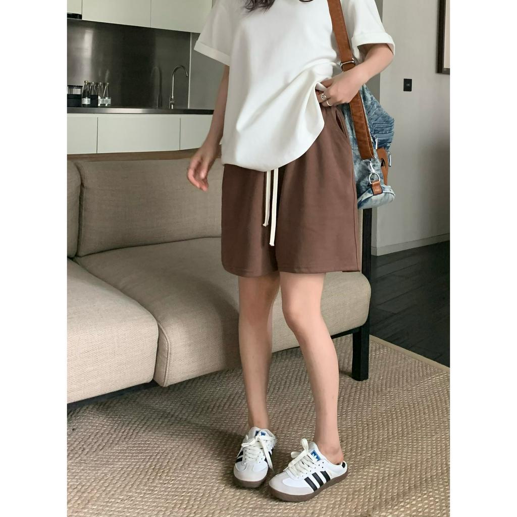 Xiaozhainv Quần Short Thể Thao Lưng Cao Dáng Rộng Phối Dây Rút Với 6 Màu Sắc Chọn Lựa Thời