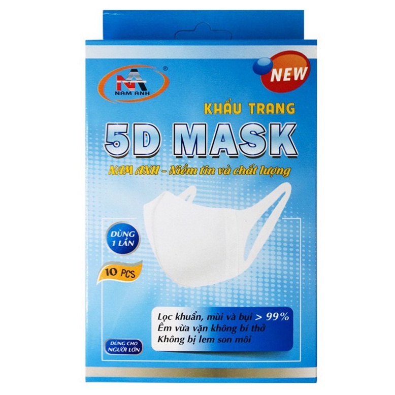 Khẩu Trang 5D FAMAPRO QUAI VẢI 3 lớp Kháng Khuẩn 10 cái/ hộp