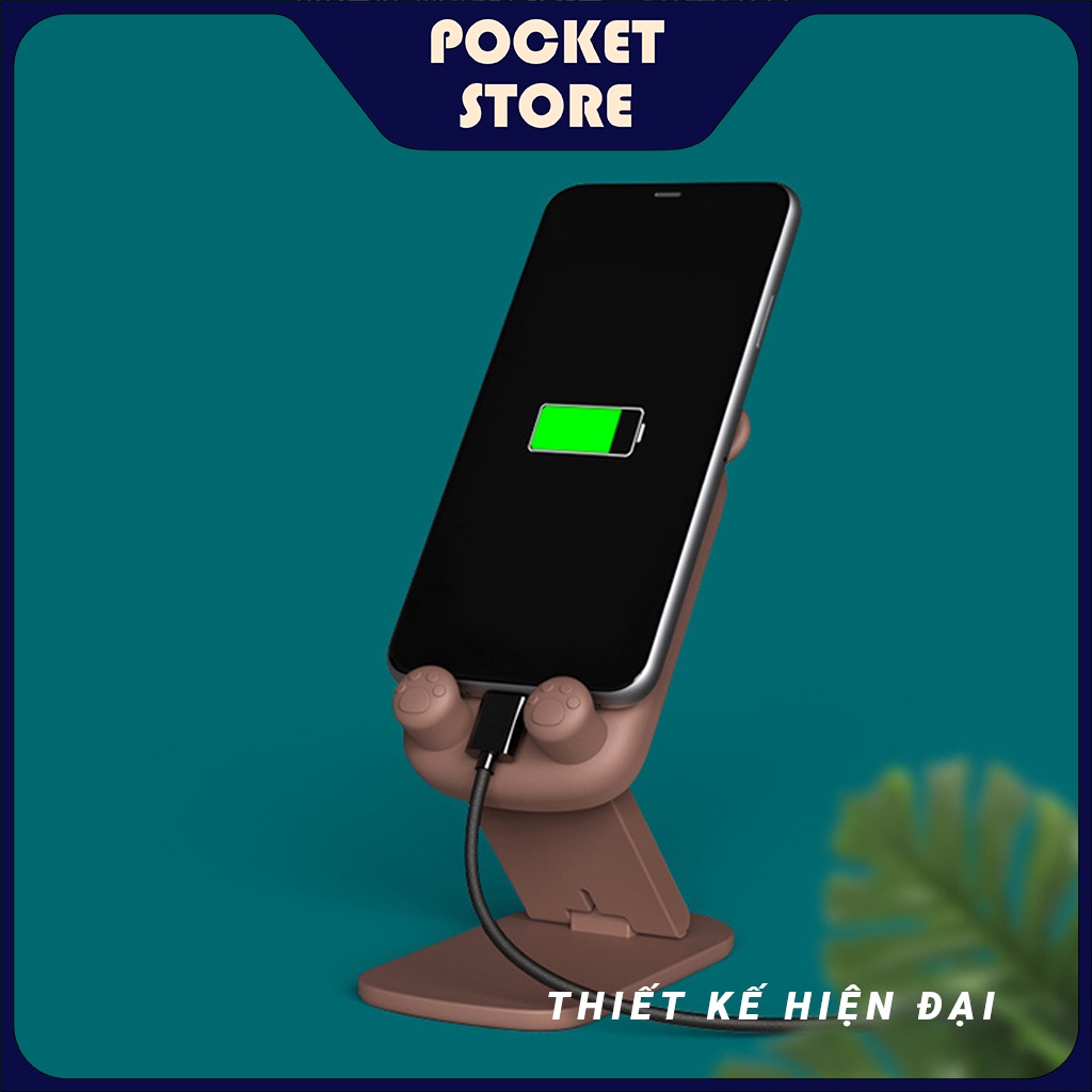 Giá đỡ Điện thoại để bàn gấp gọn hình Thú cute Lướt web, xem Video Pocket Store