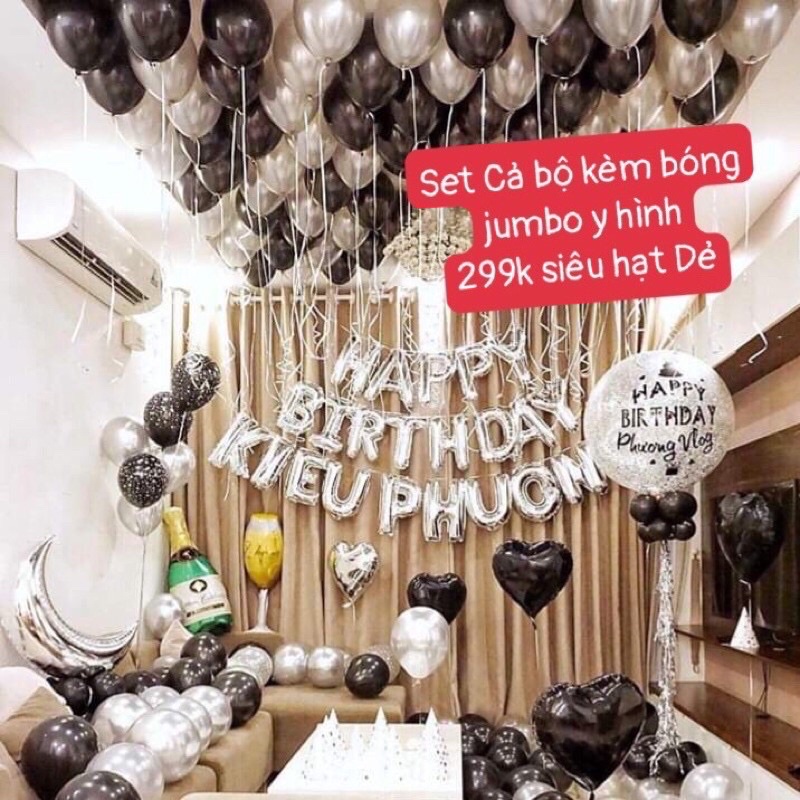 Set 40 Bóng Tone Theo Hình Phối Bóng Hot sang ChảnhTặng Ruy băng.1Bơm 1 keo