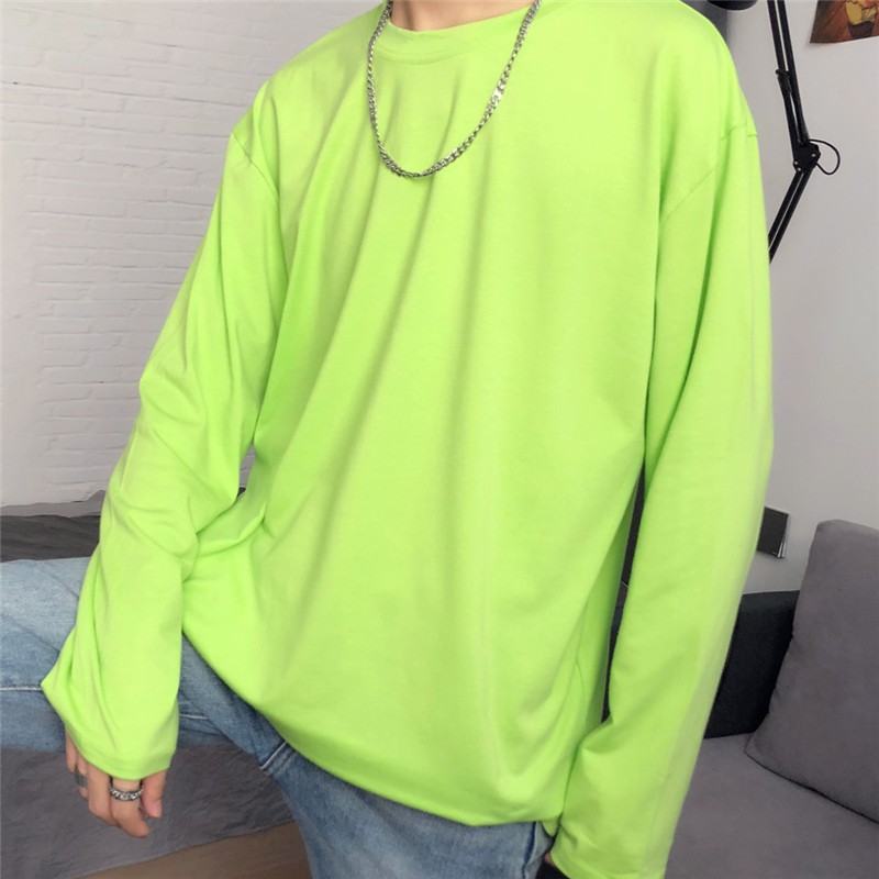 Áo Thun Tay Dài Màu Sắc Đơn Giản Cho Nữ 226672Áo Thun Dáng Rộng Màu Sắc Tươi Sáng Thời Trang Cho Cặp Đôi