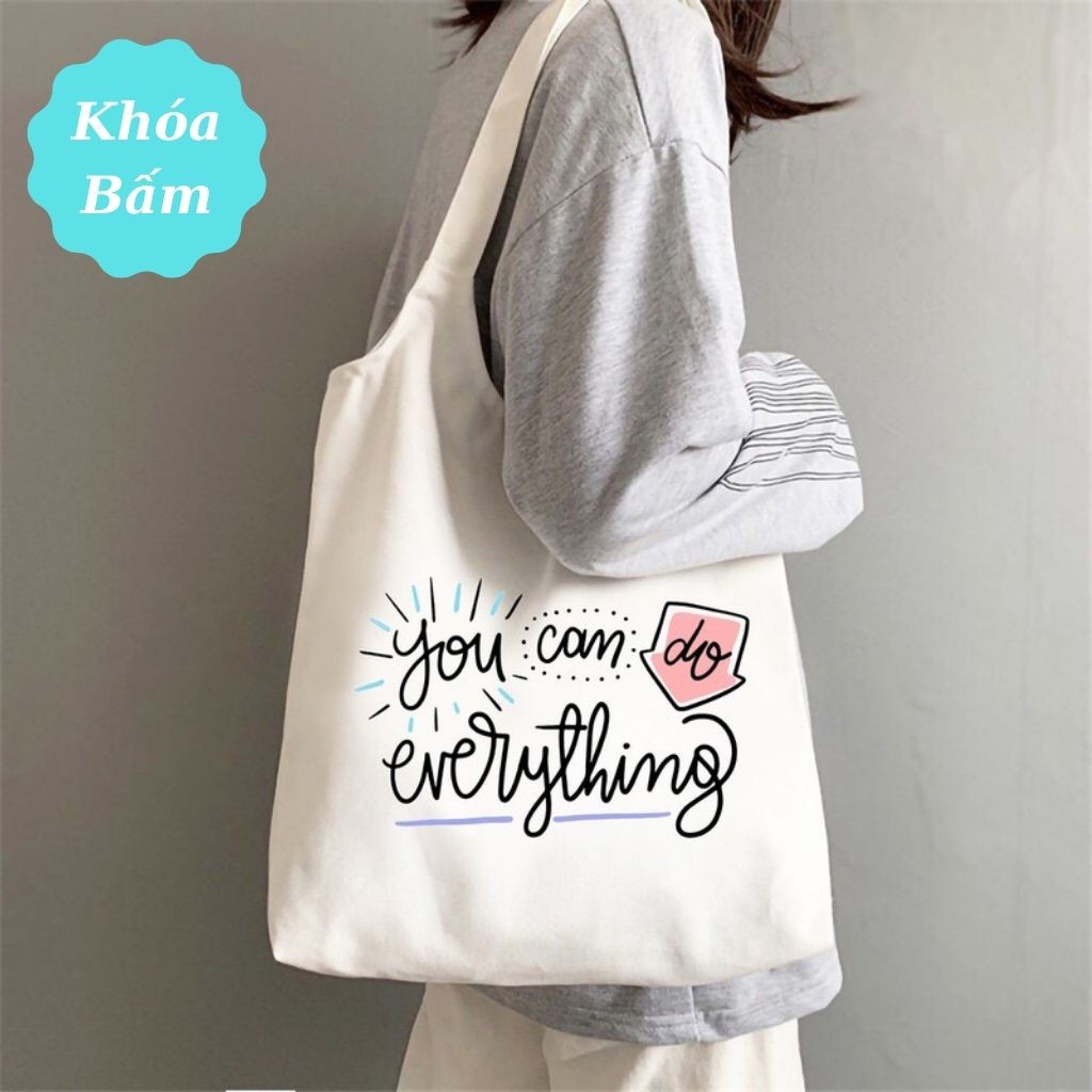 Túi tote vải canvas cute đựng đồ đi học mềm đẹp giá rẻ thời trang TX11