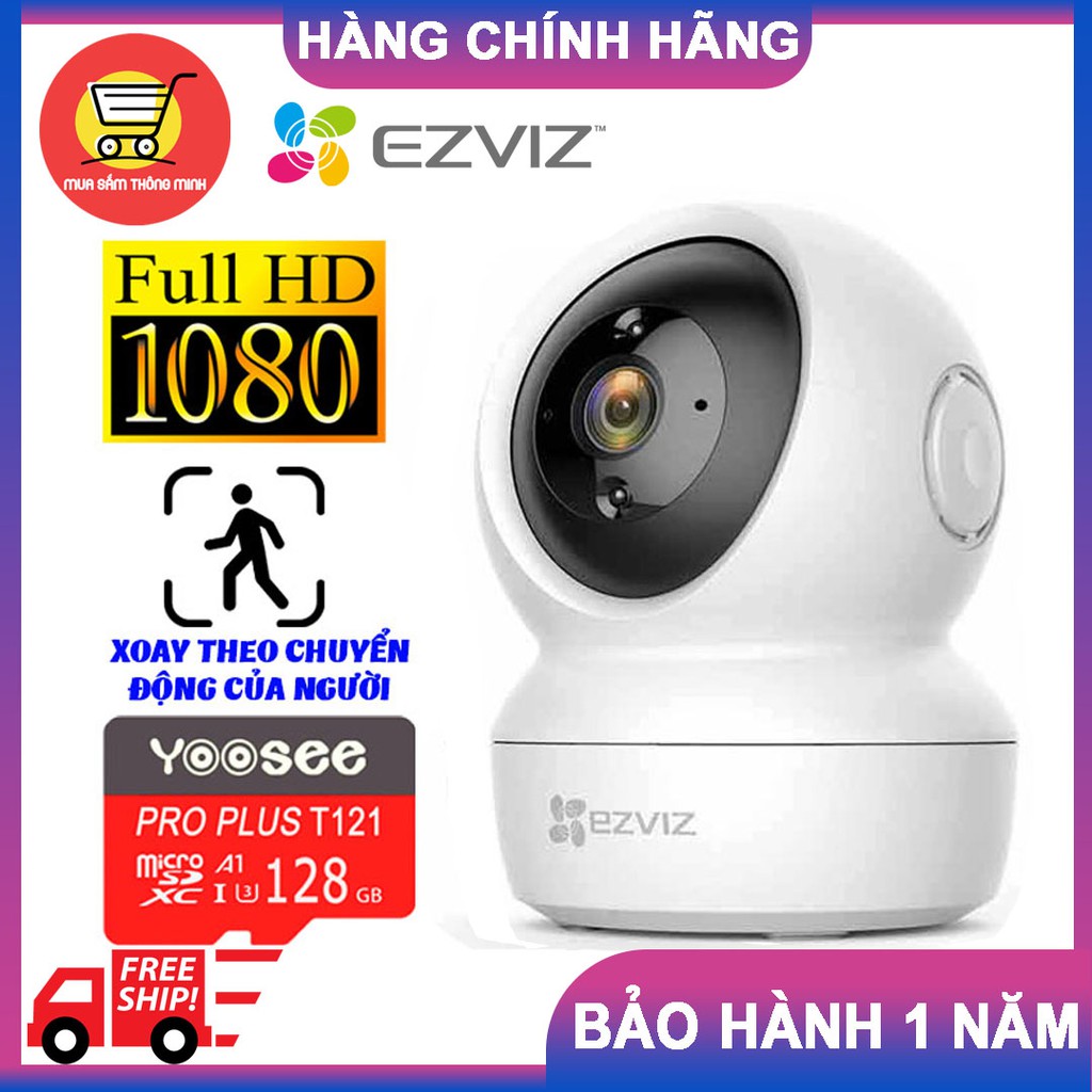 Camera IP Wifi Ezviz C6N Trong nhà 2MP 1080p, có hồng ngoại ban đêm, theo dõi chuyển động, đàm thoại 2 chiều