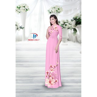 SALE vải Bộ áo dài màu hồng hoa
