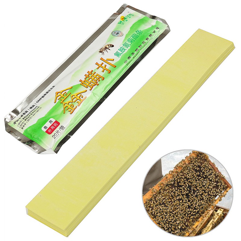 20pcs/pack New Beekeeping Fluvalinate Mite Killer Tool Pest Control Varroa Strip