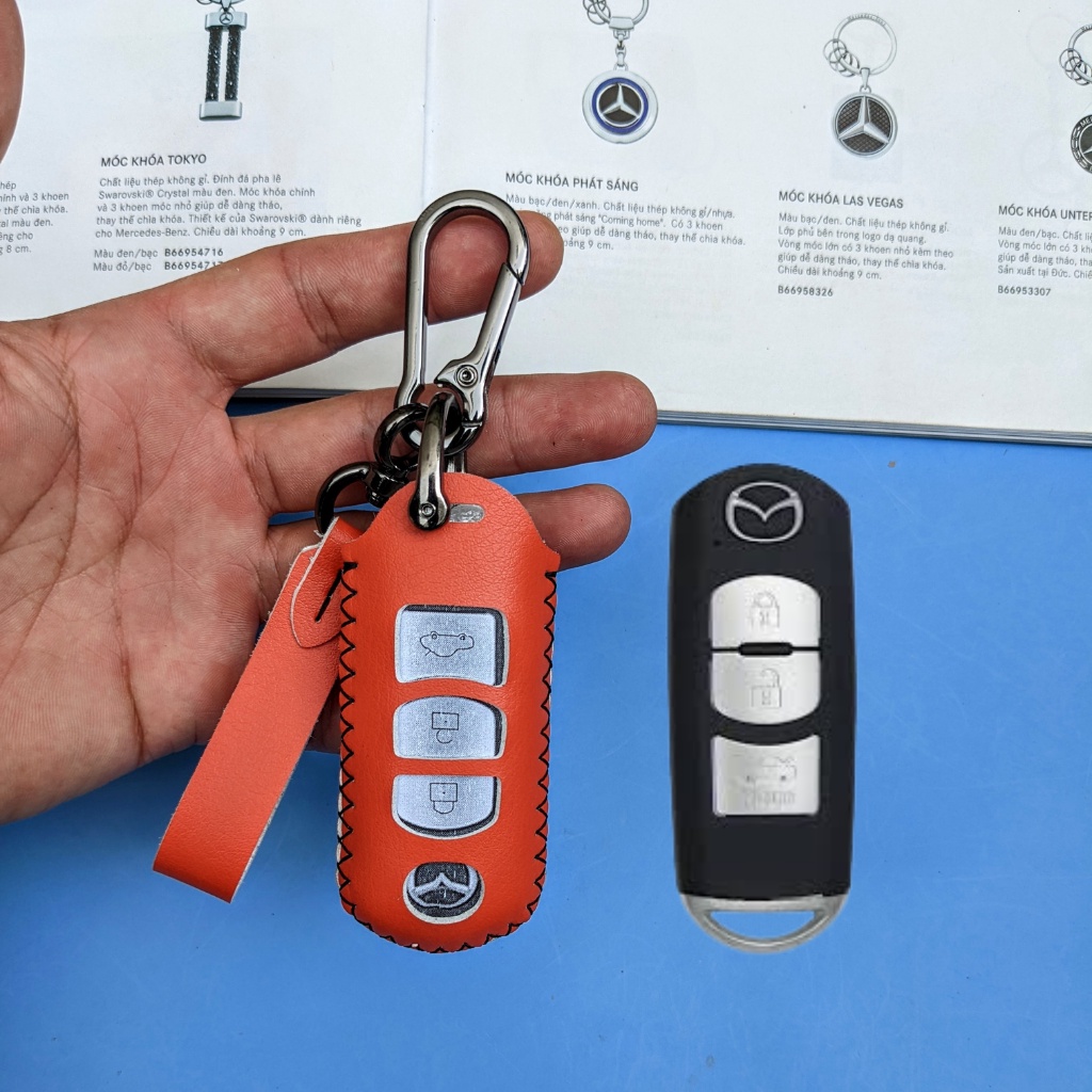 Bọc chìa khóa mazda cx5 mazda 2,mazda 3,mazda 6,Bao da chìa khóa mazda 3,mazda cx5 (MM3  Móc D)