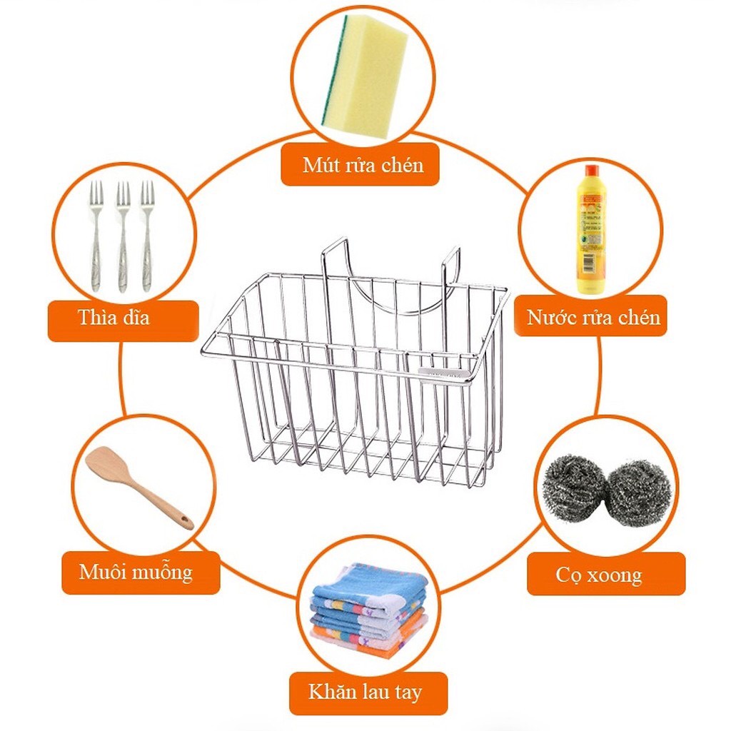 Kệ/Giá để giẻ rửa bát inox 304 có khay hứng nước tiện dụng