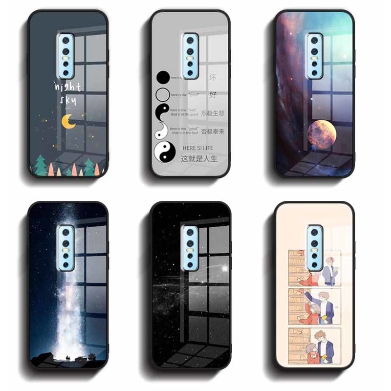 Ốp Điện Thoại Kính Cường Lực Viền Silicon Mềm Chất Lượng Cao Cho VIVO 1910 V17 pro Edge