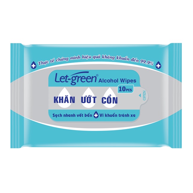 Khăn ướt cồn Let-green 10 tờ/gói