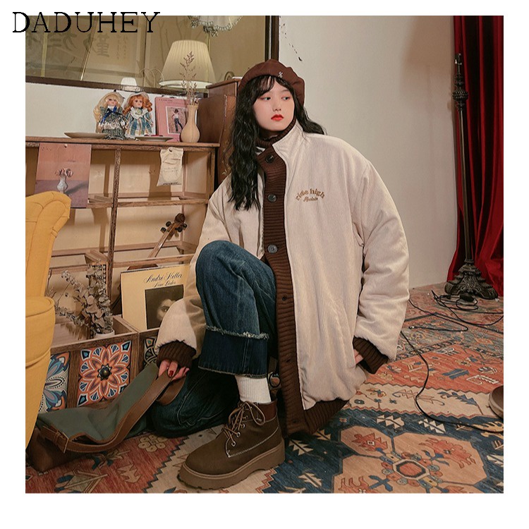 Daduhey Quần denim dài cạp cao ống rộng thời trang Hàn Quốc cổ điển sang trọng cho nữ