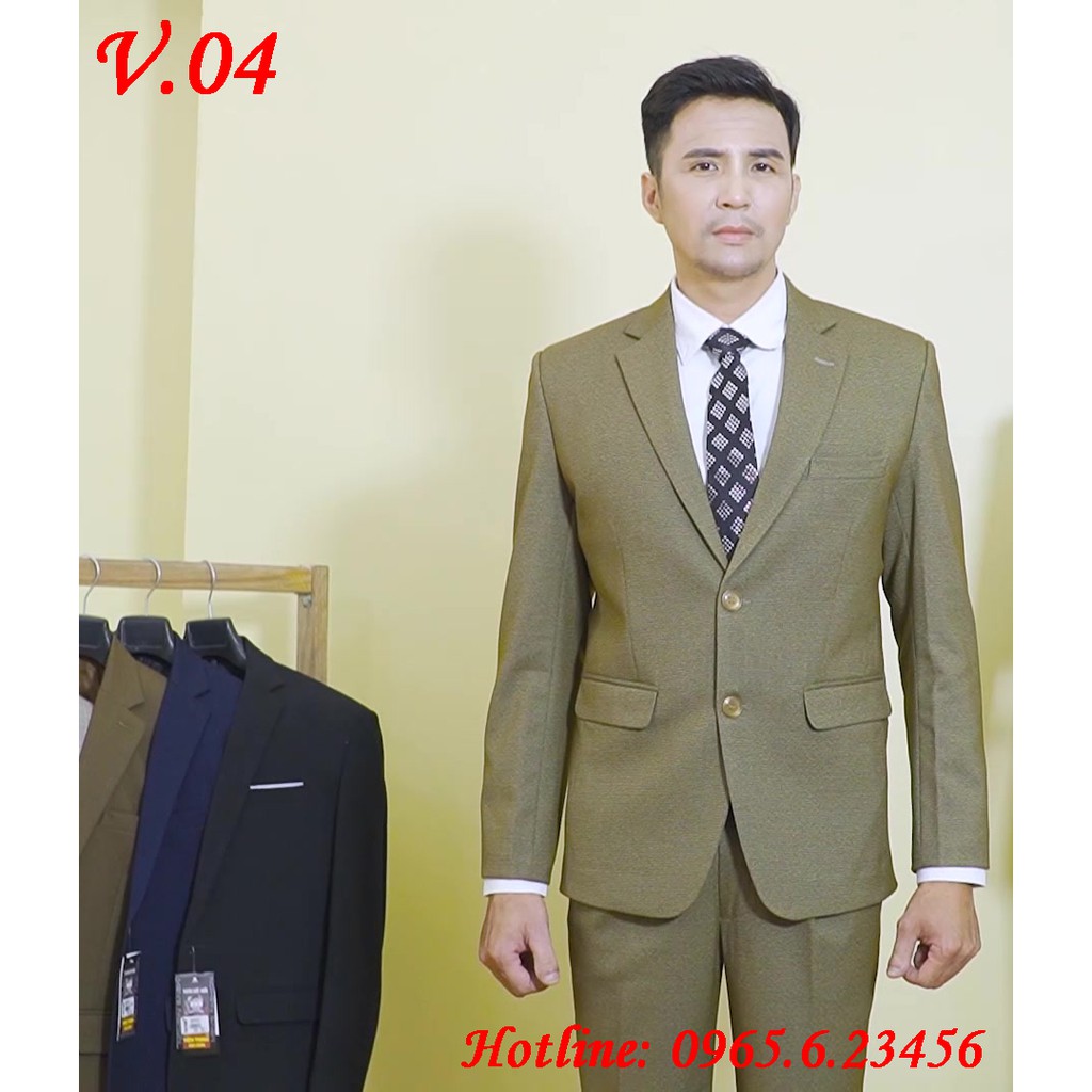 [Tặng Cà Vạt] Bộ Áo Vest Nam Trung Niên Cao Cấp Dáng Suông Phù Hợp Cho Tuổi 40 - 70