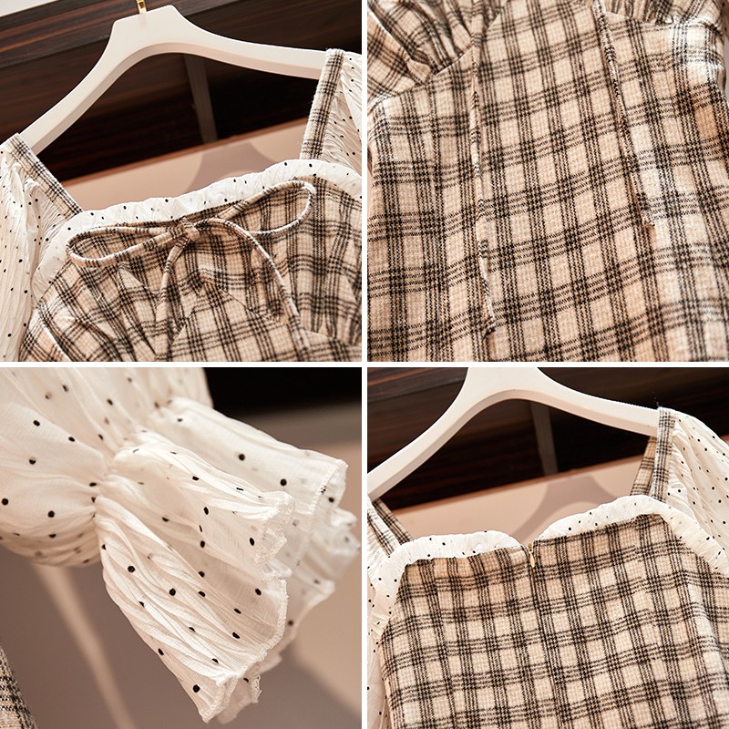 [Mã WAMT1505 giảm 10K đơn 0K] 🌸Hàng Order🌸 Váy Kẻ Bigsize Phối Tay Chấm Bi Nơ Ngực Tiểu Thư Dịu Dàng🌸Hàng Quảng Châu | BigBuy360 - bigbuy360.vn