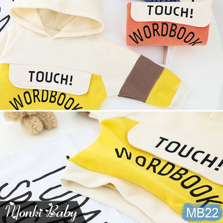 [LẺ SIZE 14-17kg] - Bộ quần áo len nỉ mềm thời trang bé trai, áo hoodie có mũ trùm đầu &amp; quần túi hộp phong cách | MB22