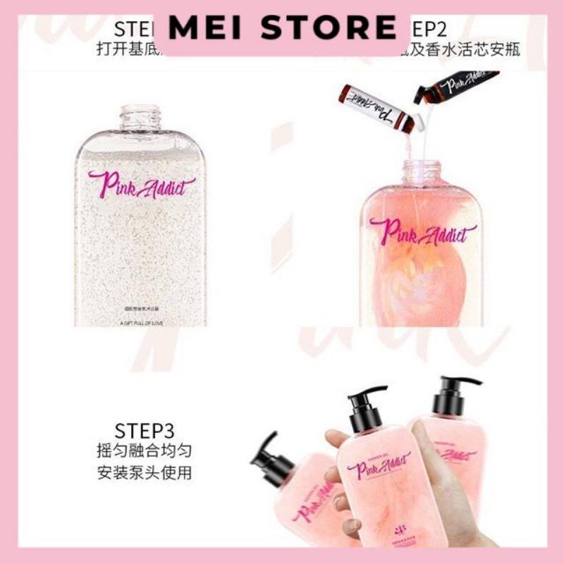 Sữa tắm nước hoa 𝐏𝐈𝐍𝐊 𝐀𝐃𝐃𝐈𝐂𝐓 sữa tắm tự pha DIY Perfume Shower Gel Lyly Store 400ml