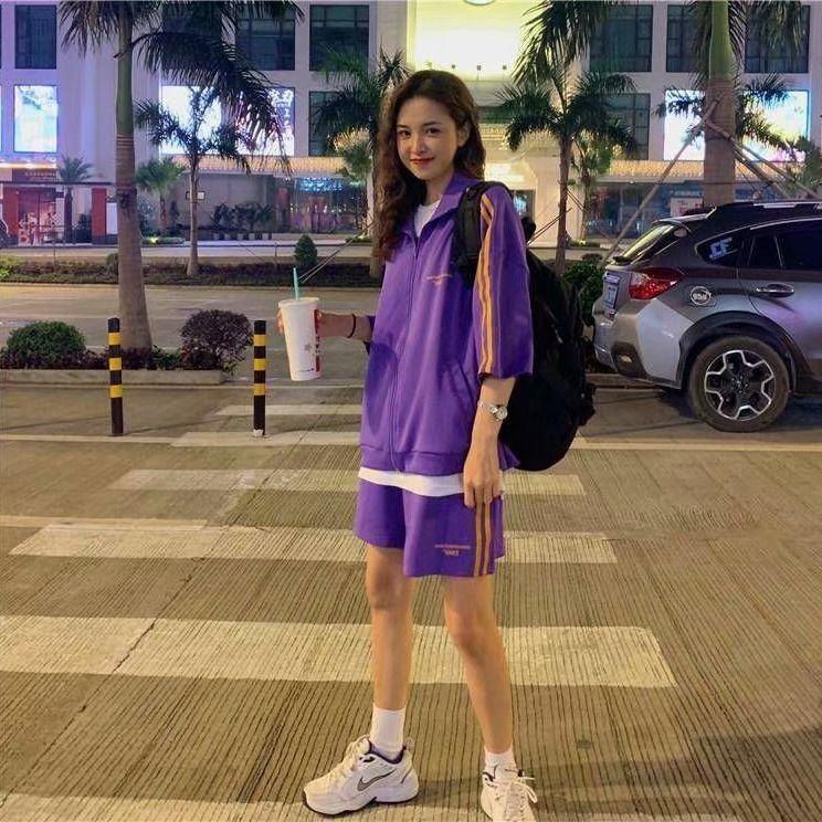 New Women's Clothing in Summer of 2019 Korean Leisure Sports Hiphop Hip Hop Suit