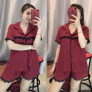 Đồ Mặc Nhà, Bộ Ngủ Quần Cộc Pyjama, Chất Liệu Phi Bóng
