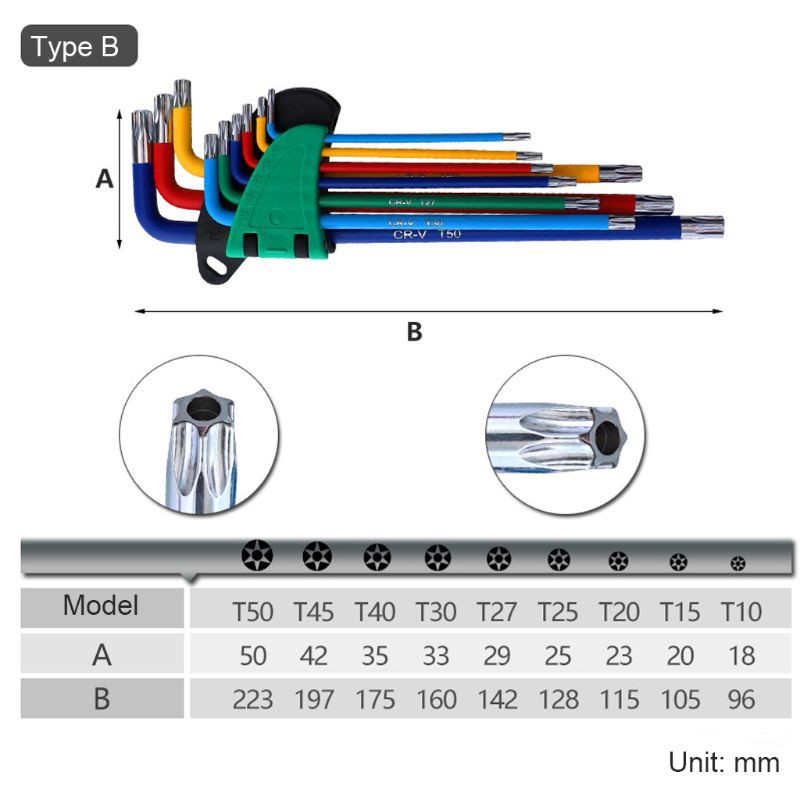 Bộ 9 Tuốc Nơ Vít Lục Giác Hình Chữ L